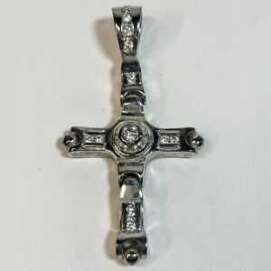 Large Silver Articulated Cross with CZ S